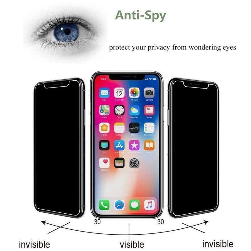 3Pcs Full Cover Black Edge Anti-spy Tempered Glass Private Screen Protector For iPhone 14 13 12 11 Pro MAX X XS Max XR 7 8 Plus Tempered Glass Full Glue Edge to Edge scratchproof Guard Screen Guard for iPhone - Viral Drop Club