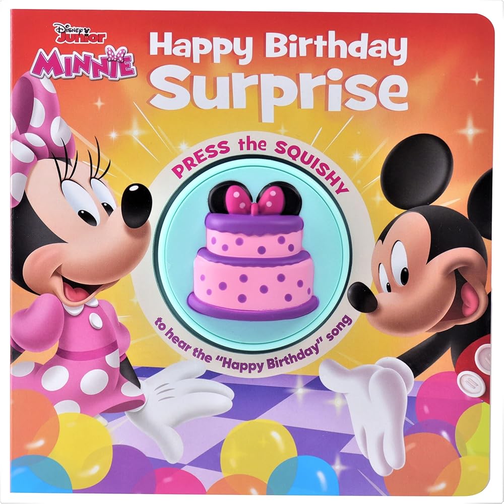 Disney Junior Minnie Mouse - Happy Birthday Surprise! Squishy Button Sound Book - Satisfying Tactile and Sensory Play - PI Kids (Play-A-Sound) - Viral Drop Club
