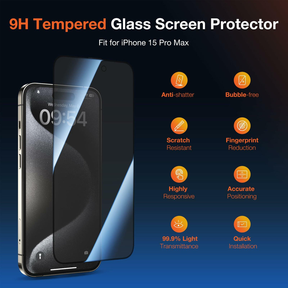 KUZOOM Privacy Screen Protector iPhone 15 Pro Max 6.7" 2 Pack Black - Viral Drop Club