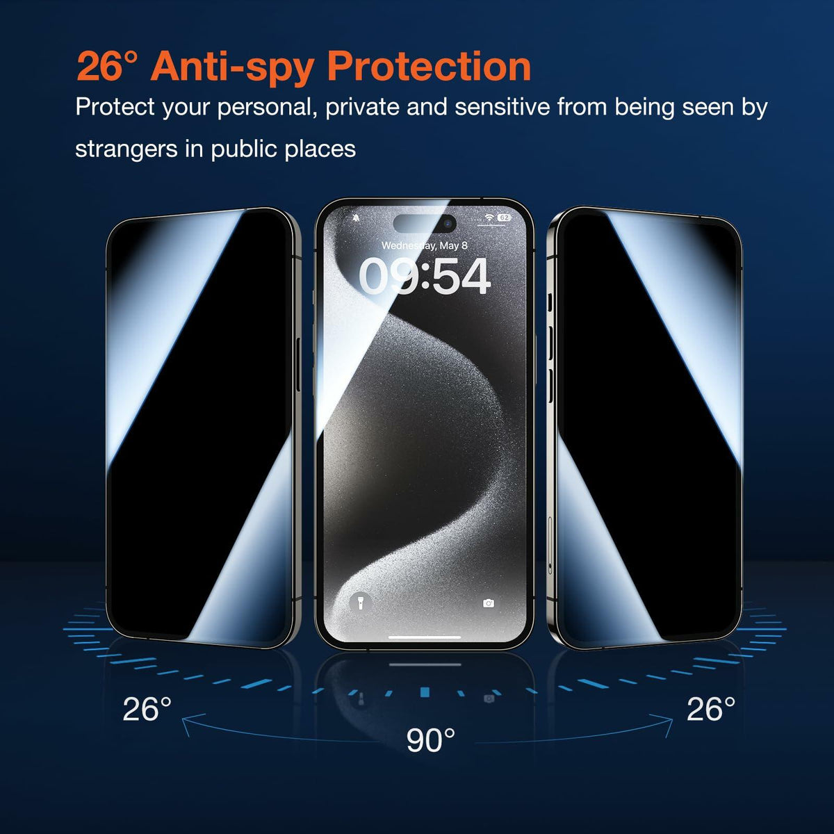 KUZOOM Privacy Screen Protector iPhone 15 Pro Max 6.7" 2 Pack Black - Viral Drop Club