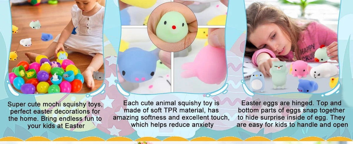Mochi Squishy Toy Filled Easter Eggs | Mystery Animal Stress Relief Toys for Kids and Adults - Viral Drop Club