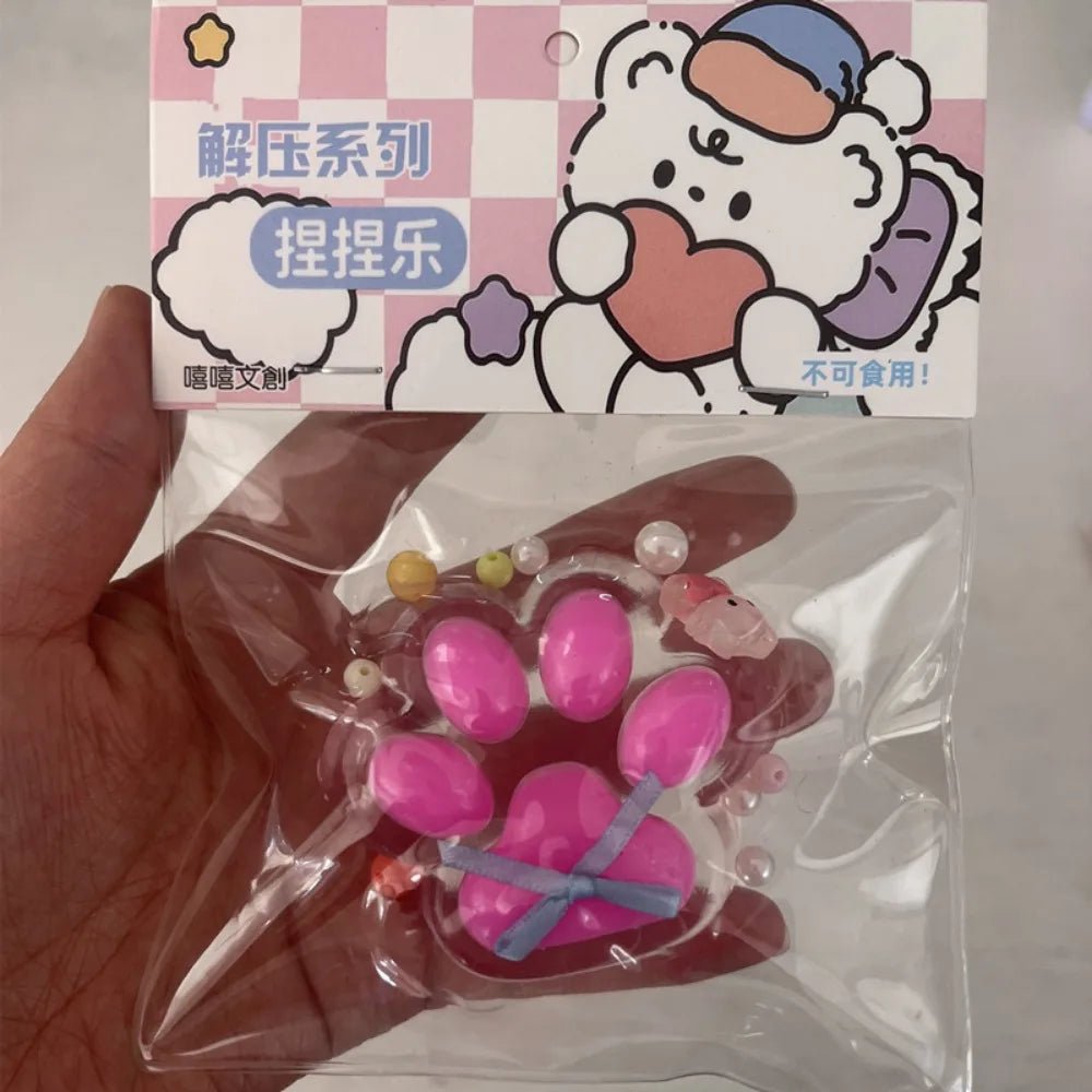 Pink Bow Cat Paw Taba Squishy - Viral Drop Club
