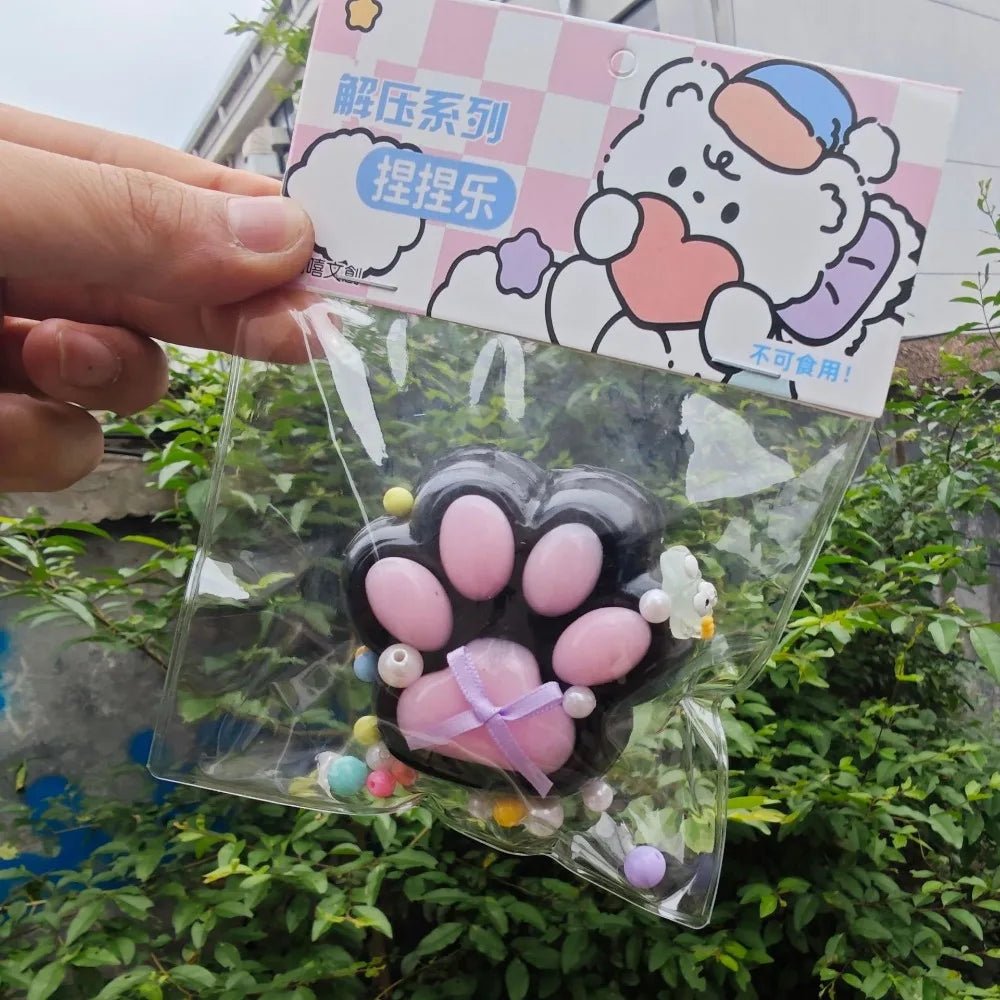 Pink Bow Cat Paw Taba Squishy - Viral Drop Club