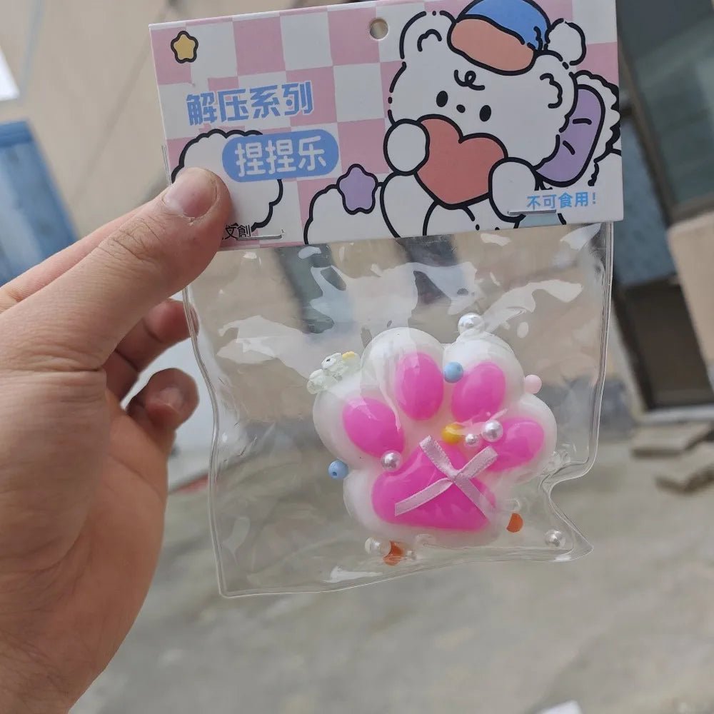 Pink Bow Cat Paw Taba Squishy - Viral Drop Club