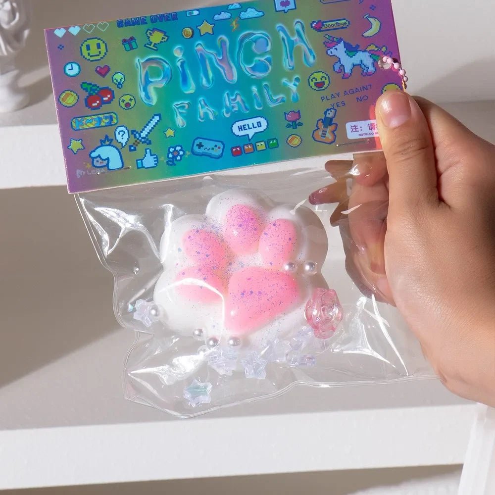 Pink Bow Cat Paw Taba Squishy - Viral Drop Club