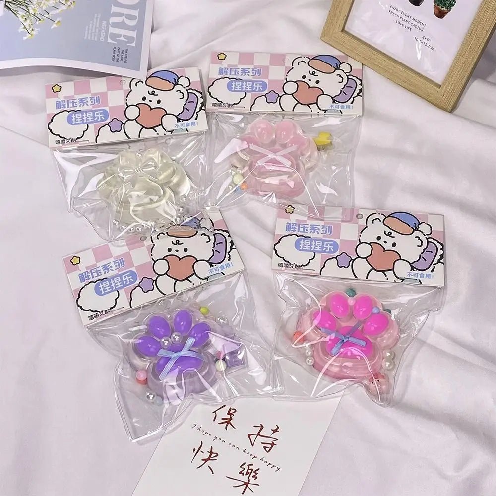 Pink Bow Cat Paw Taba Squishy - Viral Drop Club