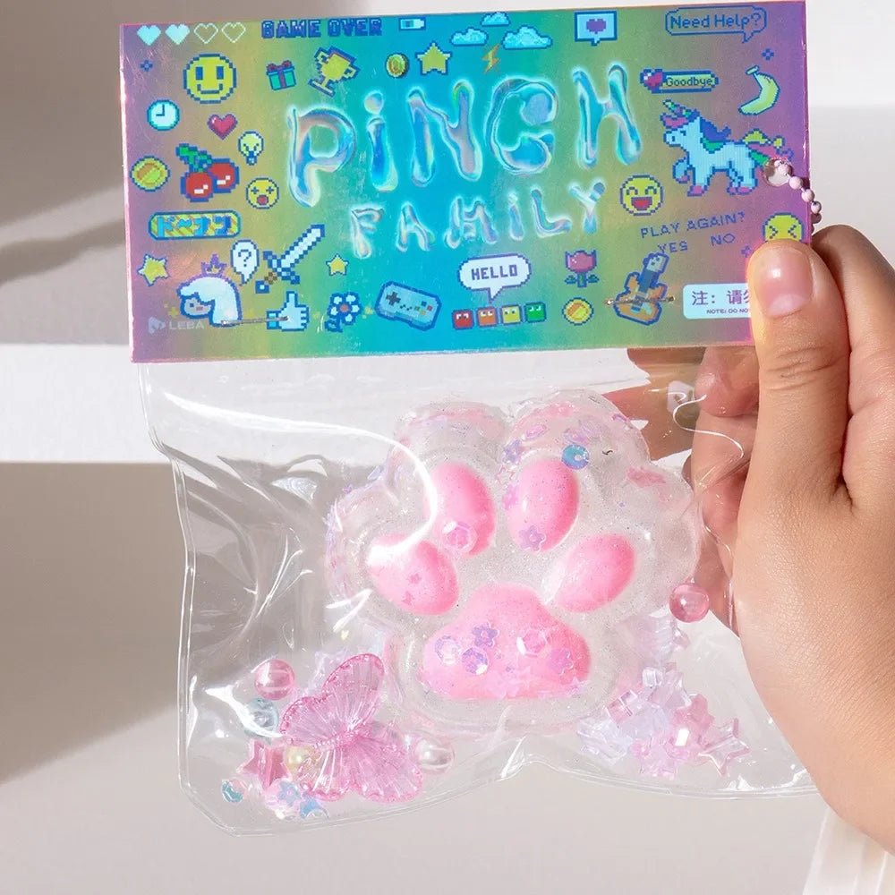 Pink Bow Cat Paw Taba Squishy - Viral Drop Club