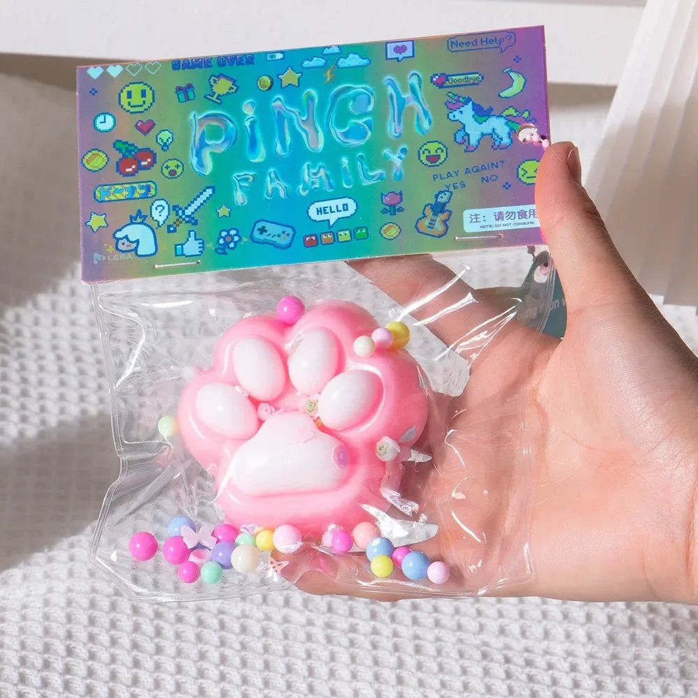 Pink Bow Cat Paw Taba Squishy - Viral Drop Club